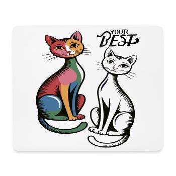 Katzenduo Pop Art  - Mousepad (Querformat) - Weiß - Vorne