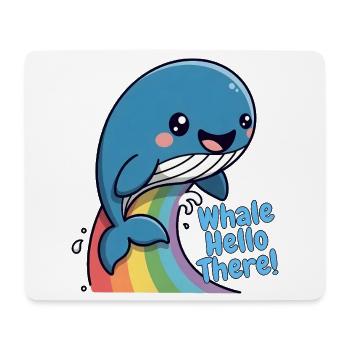 Rainbow Whale Hello There - Mouse Pad (horizontal) - white - Front