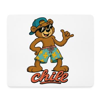 Cooler Sommer Bär im Beach Look - Mousepad (Querformat) - Weiß - Vorne