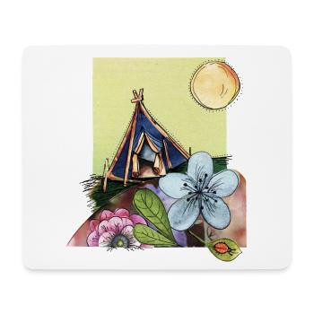 Camping in a tent - Mouse Pad (horizontal) - white - Front