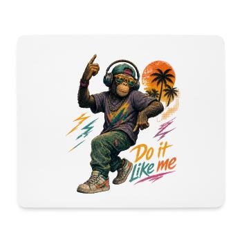 Singe hip-hop cool avec un casque – Fais-le comme moi - Tapis de souris (format paysage) - blanc - Devant