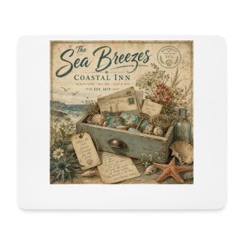The Sea Breezes Coastal Inn Vintage Poster Decoration - Mouse Pad (horizontal) - white - Front