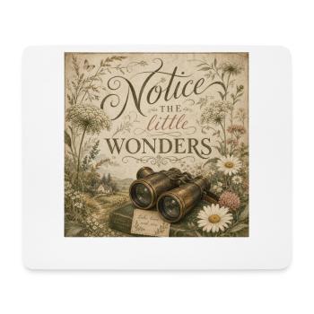 Wildflower Binoculars Retro Mural Nostalgia Decoration - Mouse Pad (horizontal) - white - Front