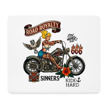 Road Royalty Biker Pin Up Motorcycle Tattoo Art - Mouse Pad (horizontal) - white - Front