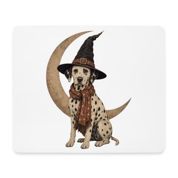 Dalmatian Witch Crescent Moon T-Shirt Halloween - Mouse Pad (horizontal) - white - Front