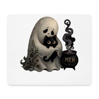 Ghost Cat Cauldron MEH T-Shirt Halloween - Mouse Pad (horizontal) - white - Front