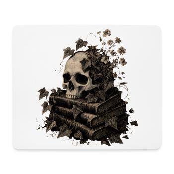 Skull on Books T-Shirt Dark Academia Goth - Mouse Pad (horizontal) - white - Front