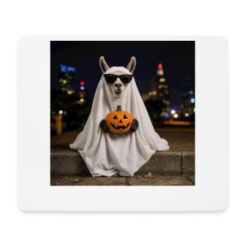 Funny Halloween Llama with Pumpkin T-Shirt Pullover Hoodie - Mouse Pad (horizontal) - white - Front