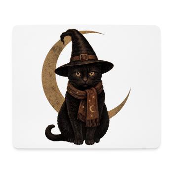 Black Cat Witch Hat Vintage Halloween shirt - Mouse Pad (horizontal) - white - Front