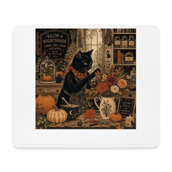 Black Cat Floral Shop T-Shirt Vintage Goth - Tapis de souris (format paysage) - blanc - Devant