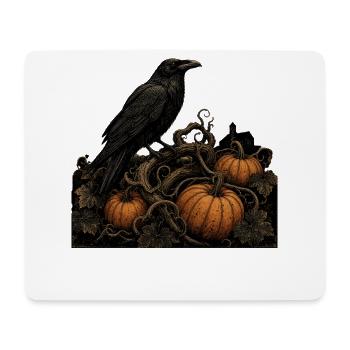 Corbeau sur un T-shirt citrouille Halloween gothique vintage - Tapis de souris (format paysage) - blanc - Devant