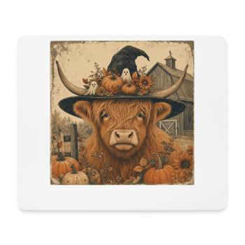 Vache écossaise Sweat à capuche d’Halloween Vache Vintage - Tapis de souris (format paysage) - blanc - Devant