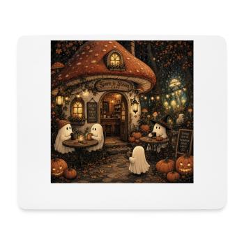 Mushroom House Café Retro Mural Ghosts Autumn Decoration - Mouse Pad (horizontal) - white - Front