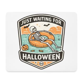 Attendant l’anticipation du squelette d’Halloween - Tapis de souris (format paysage) - blanc - Devant