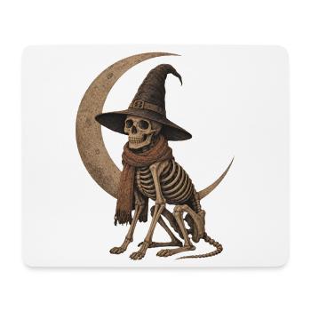 Skeleton Dog Witch Moon Hoodie Halloween Decoration - Mouse Pad (horizontal) - white - Front