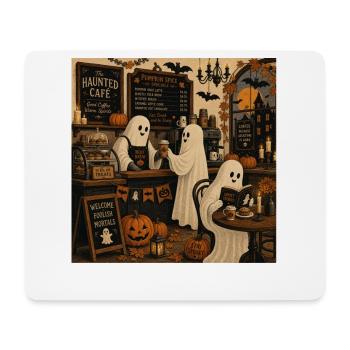 Halloween café with ghosts and pumpkins trend - Mouse Pad (horizontal) - white - Front