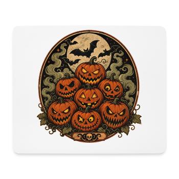 Gruselige Halloween Kürbisse mit Fledermäusen - Mousepad (Querformat) - Weiß - Vorne