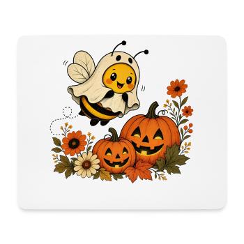 Halloween Bee as a Ghost with Pumpkin T-Shirt - Mouse Pad (horizontal) - white - Front