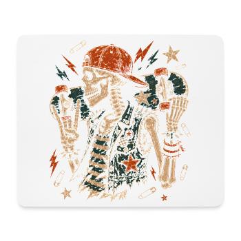 Skater Skeleton Rocker Skateboard Vintage Halloween - Mouse Pad (horizontal) - white - Front