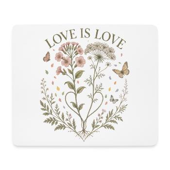 Love Is Love Floral T-Shirt Botanical Vintage - Mouse Pad (horizontal) - white - Front