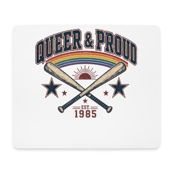 Queer & Proud Baseball T-Shirt Vintage Pride Retro - Mousepad (Querformat) - Weiß - Vorne