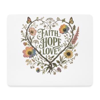 Sweat à capuche botanique Love Faith Hope Love Botanical Heart Vintage - Tapis de souris (format paysage) - blanc - Devant