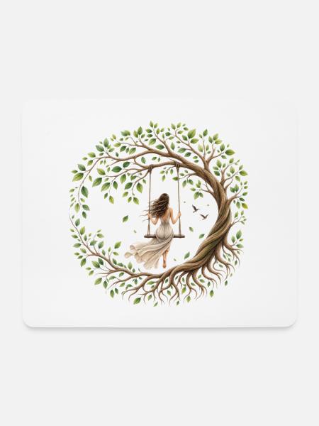 Baum des Lebens – Freiheit & innere Ruhe - Mousepad (Querformat) - Weiß