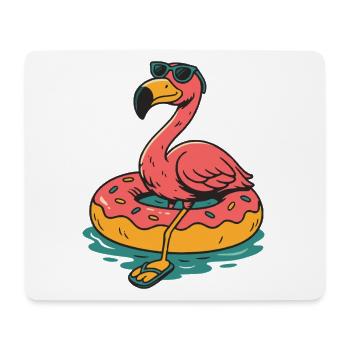 Flamingo im Pool mit Donut Schwimmring Sommer - Mousepad (Querformat) - Weiß - Vorne