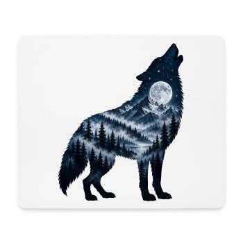 Wolf Krafttier Vollmond - Mousepad (Querformat) - Weiß - Vorne