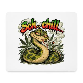 Chill – Bekiffte Schlange | Lustiges Stone Design - Mousepad (Querformat) - Weiß - Vorne