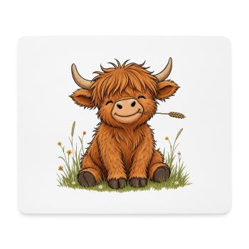 Süßes Schottisches Hochlandrind - Mousepad (Querformat) - Weiß - Vorne