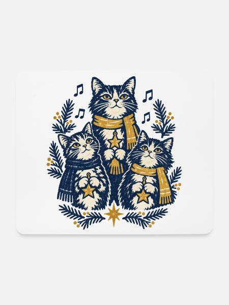 Weihnachtskatzen Singen Chor Katzenliebhaber Stern - Mousepad (Querformat) - Weiß