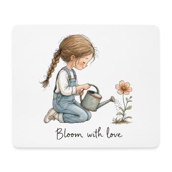 Mädchen mit Gießkanne – Bloom With Love Garten - Mousepad (Querformat) - Weiß - Vorne