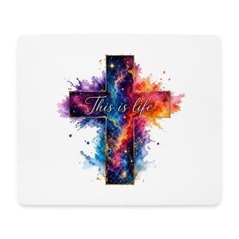 Kreuz Galaxie Spruch - Mousepad (Querformat) - Weiß - Vorne