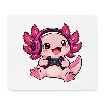Gaming Axolotl – Zocker Wassermonster - Mousepad (Querformat) - Weiß - Vorne