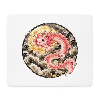 Axolotl Drache – Mystischer Asiatischer Drache - Mousepad (Querformat) - Weiß - Vorne