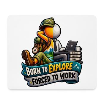 Geboren zum Erkunden, gezwungen zu arbeiten - Mousepad (Querformat) - Weiß - Vorne
