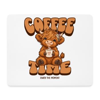 Süßes Hochlandrind Kaffee T-Shirt – Coffee Time - Mousepad (Querformat) - Weiß - Vorne