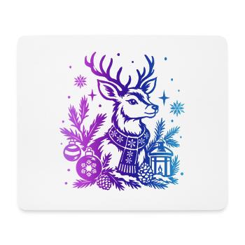 Winterhirsche mit Farbverlauf und Ornamenten - Mousepad (Querformat) - Weiß - Vorne