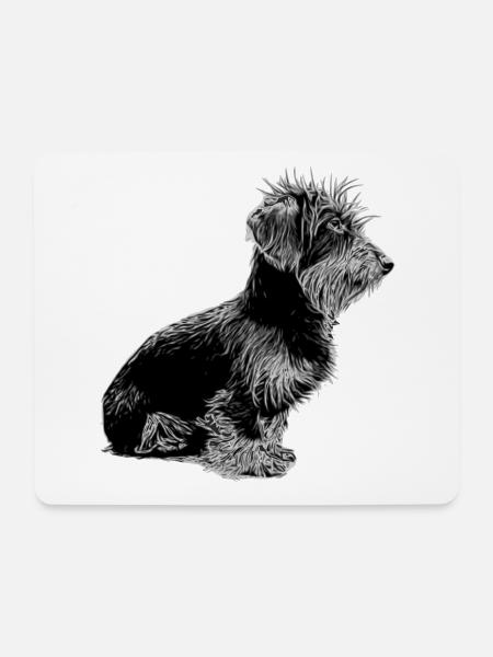 Rauhaardackel - Hund - Dackel mit Bart - Mousepad (Querformat) - Weiß