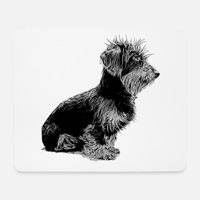Rauhaardackel - Hund - Dackel mit Bart - Mousepad (Querformat) - Weiß