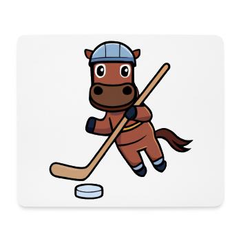 Un cheval joue au hockey sur glace - Tapis de souris (format paysage) - blanc - Devant