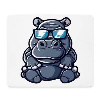 Nilpferd Cool Comic - Mousepad (Querformat) - Weiß - Vorne
