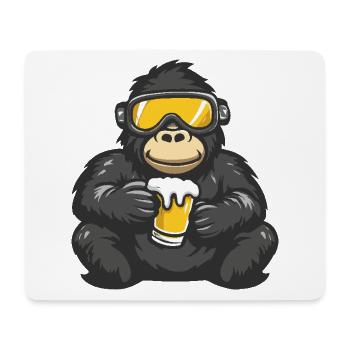 Gorilla Apres Ski Bier - Mousepad (Querformat) - Weiß - Vorne