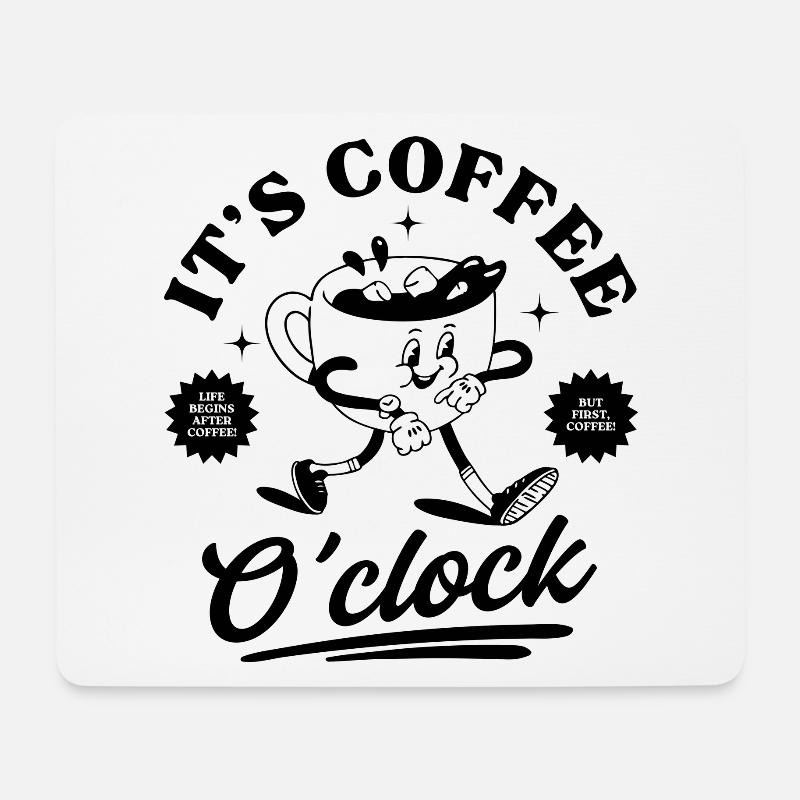 Es ist Kaffee Uhr - Mousepad (Querformat) - Weiß