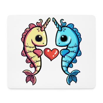 Seahorse Couple Heart - Mouse Pad (horizontal) - white - Front
