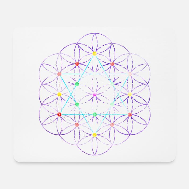 Blume des Lebens - free Metatronwürfel - Mousepad (Querformat) - Weiß
