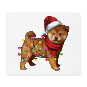 Mignon Shiba Inu Chien Père Noël Lover Cadeaux de Noël - Tapis de souris (format paysage) - blanc - Devant