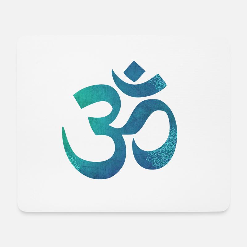 Om Mandala Blau - Mousepad (Querformat) - Weiß