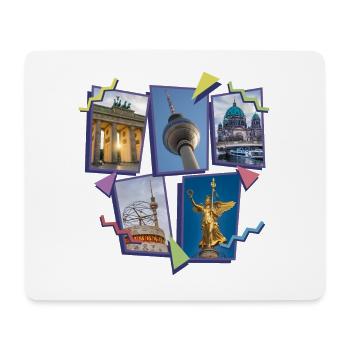 Berlin Allemagne City Skyline Collage - Tapis de souris (format paysage) - blanc - Devant